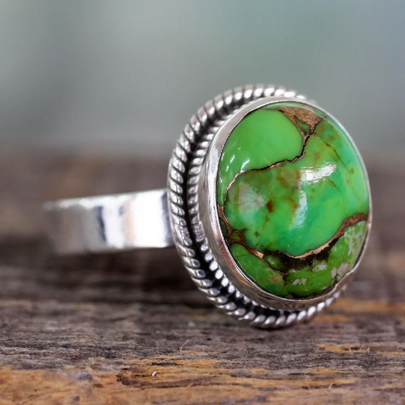 - Parrot climbing and standing wooden frameGreen Fields in Jaipur Silver Silver Ring with Green Composite Turquoise