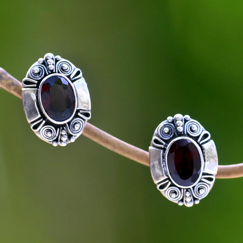 - ​​Christmas pet Christmas clothingExuberance Garnet Sterling Silver Button Earrings