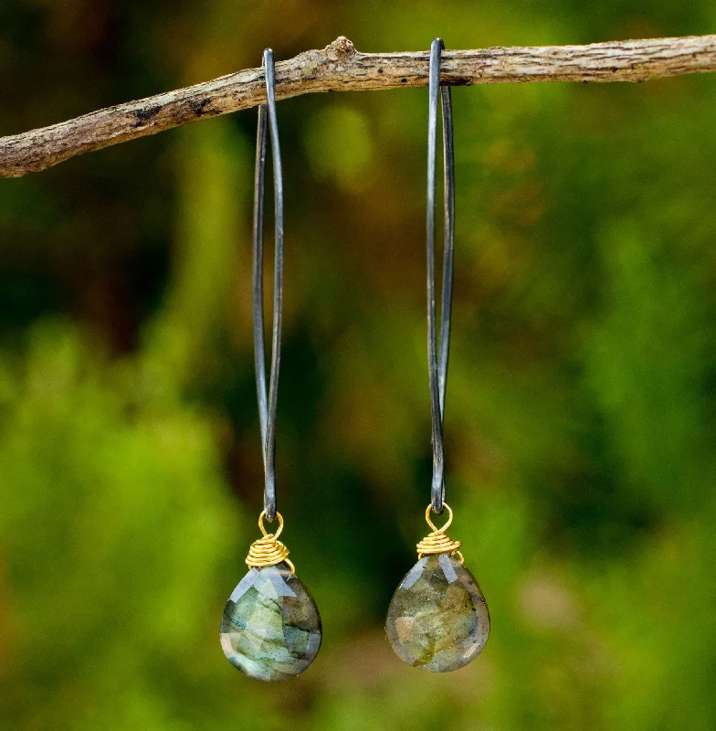 ---Midnight Meadow Thai Labradorite Earrings with Oxidized Sterling Hooks