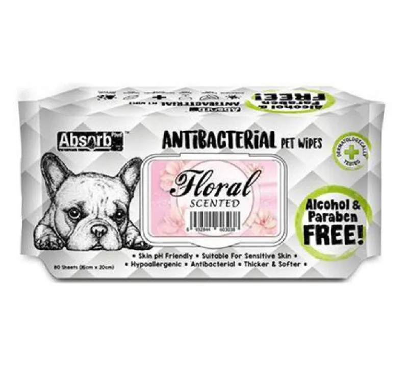 - Organic cotton dog bibsAbsorbPlus Wipes (Antibacterial) - Floral Scented (80 Pack)