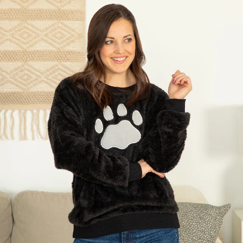 - Chinchilla cooling ice nest ceramic platePlush Sherpa Fleece Paw Print Crewneck Pullover