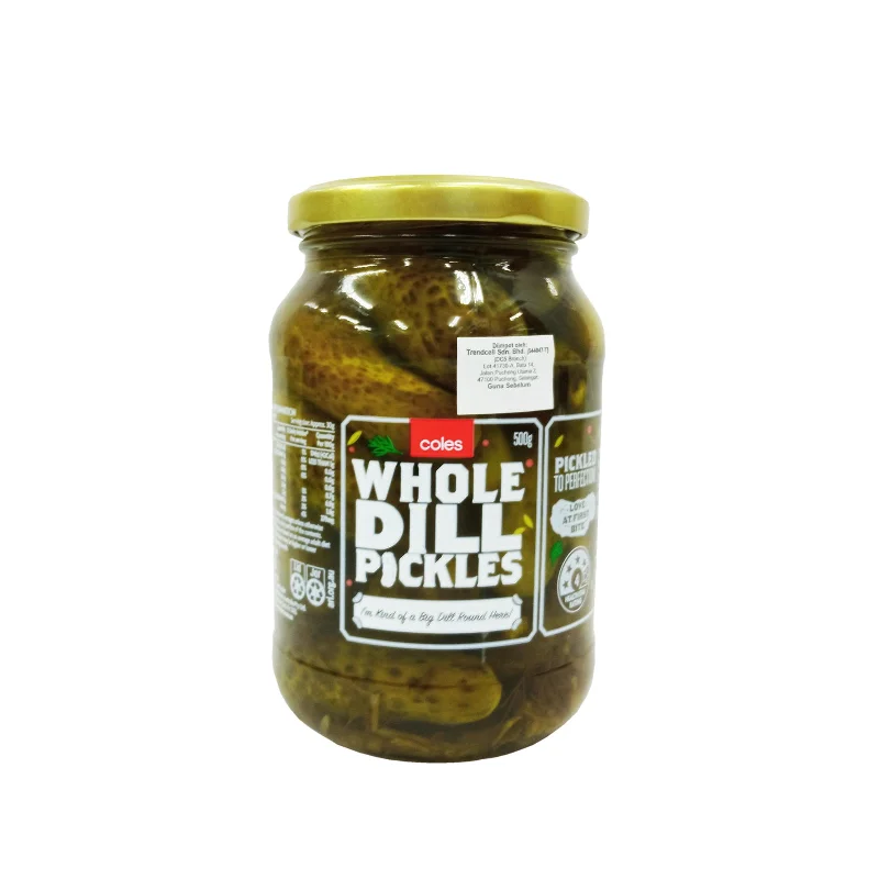 - Air box TSA certified check-inColes Whole Dill Gherkins 500g