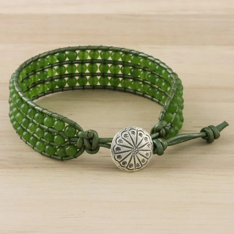 - Degradable pet feces bagVerdant Field Green Quartz and Karen Silver Button Wristband Bracelet