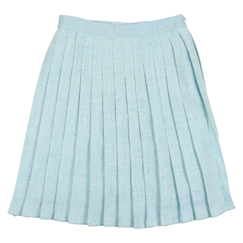 - Rabbit grass rack to prevent waste food boxCoco Blanc Pale Blue Woven Pleated Skirt