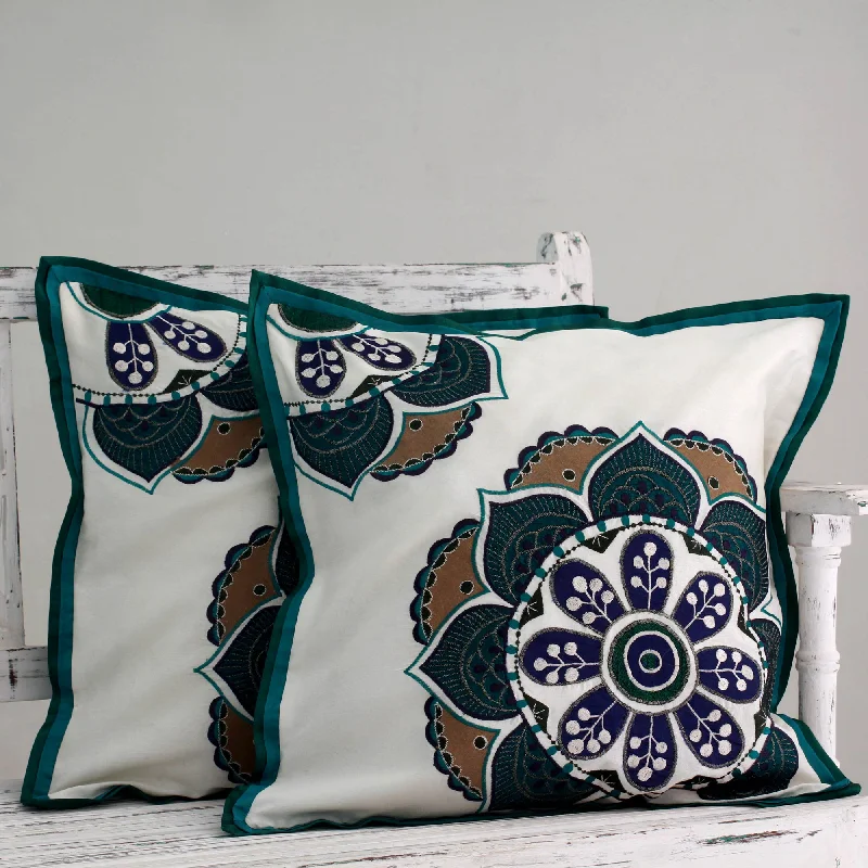 Pet ProductsTeal Bouquet Hand Made Floral Patterned Cushion Covers (Pair)