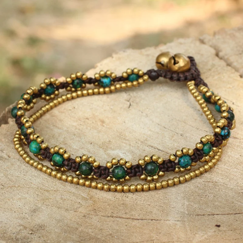 - Dog anti-slip matSerene Forest Hand Knotted Beaded Bracelet with Serpentine and Brass Bells