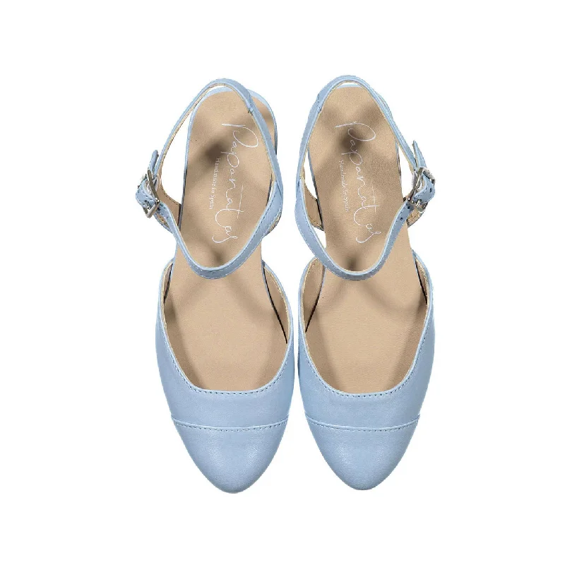 ---Papanatas Azure Leather Slingback Flat