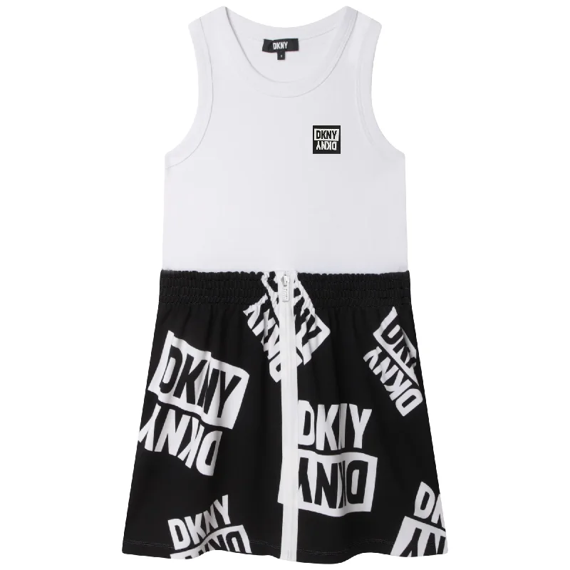 - ​​Christmas pet Christmas clothingDKNY  Black  White Sleeveless Dress