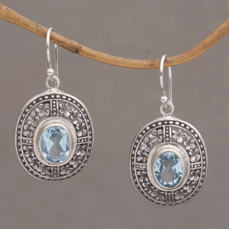 - Winter warm clothes for short-haired dogsPlumeria Shield Four Carat Blue Topaz Floral Sterling Silver Earrings