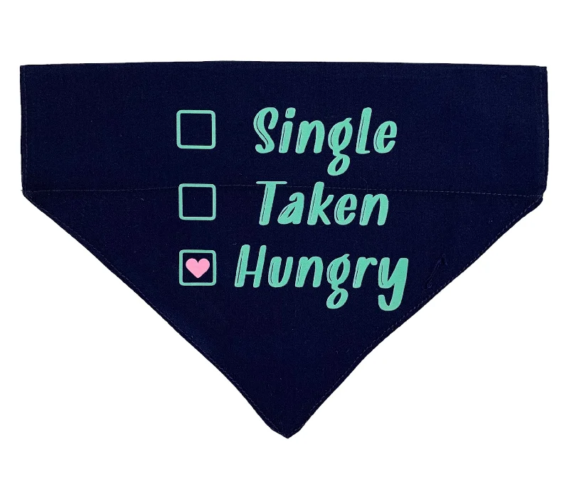 Dog Bandana: Single Taken Hungry Quirky Bandana for Dogs (Blue)