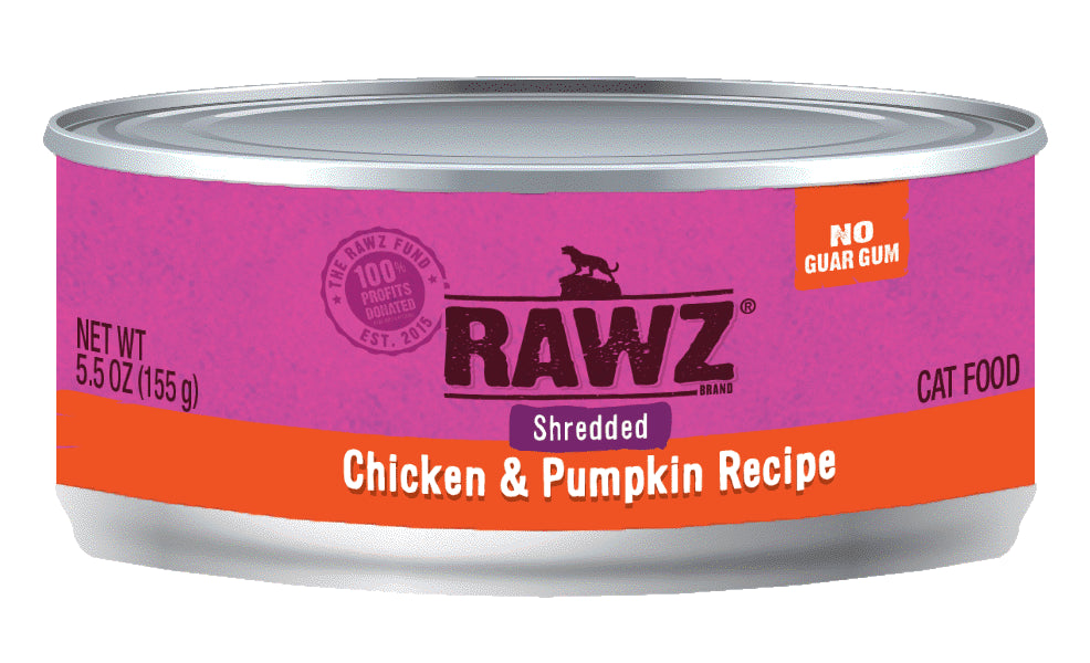    - High-protein cat food  RAWZ - 96% Shredded Chicken & Pumpkin Recipe (Wet Cat Food)