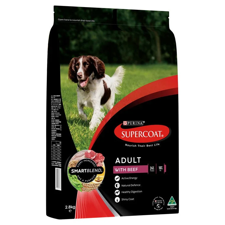  -Cost-effective dog foodSupercoat Adult Dog Food w/ Beef, 2.8kg