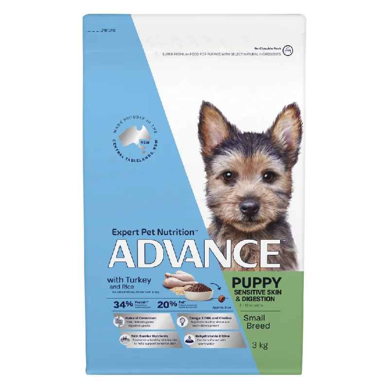 - Special food for senior dogsAdvance Dog Food Puppy Small Breed Sensitive Skin & Digestion with Turkey and Rice