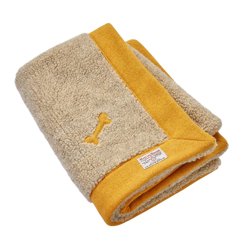  . **Pet toys are bite-resistant and wear-resistant**Bardsey Yellow Harris Tweed Luxury Dog Blanket