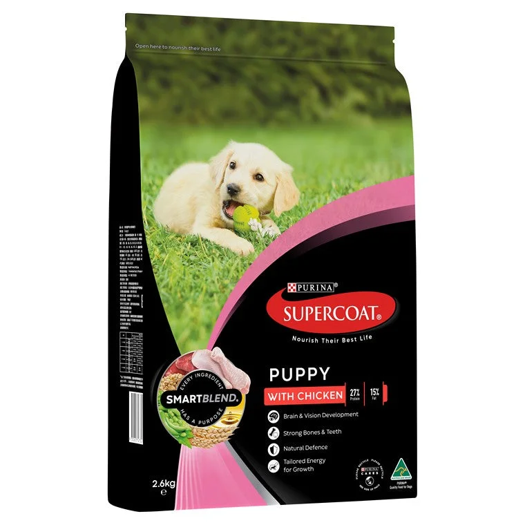 - Natural ingredient dog foodSupercoat Puppy Dog Food w/ Chicken, 2.6kg