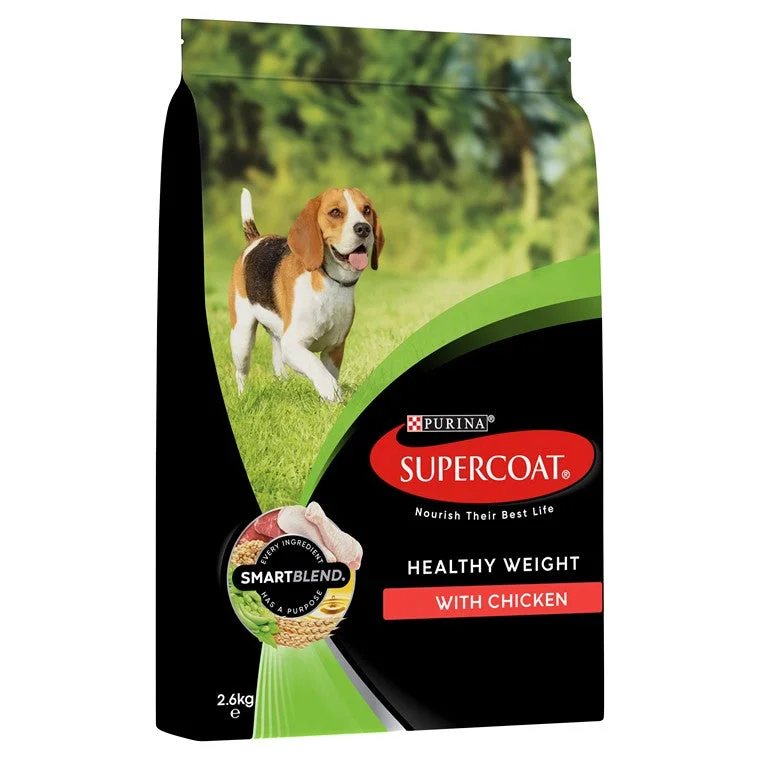  -Chicken-flavored dog foodSupercoat Adult Healthy Weight Dog Food w/ Chicken, 2.6kg