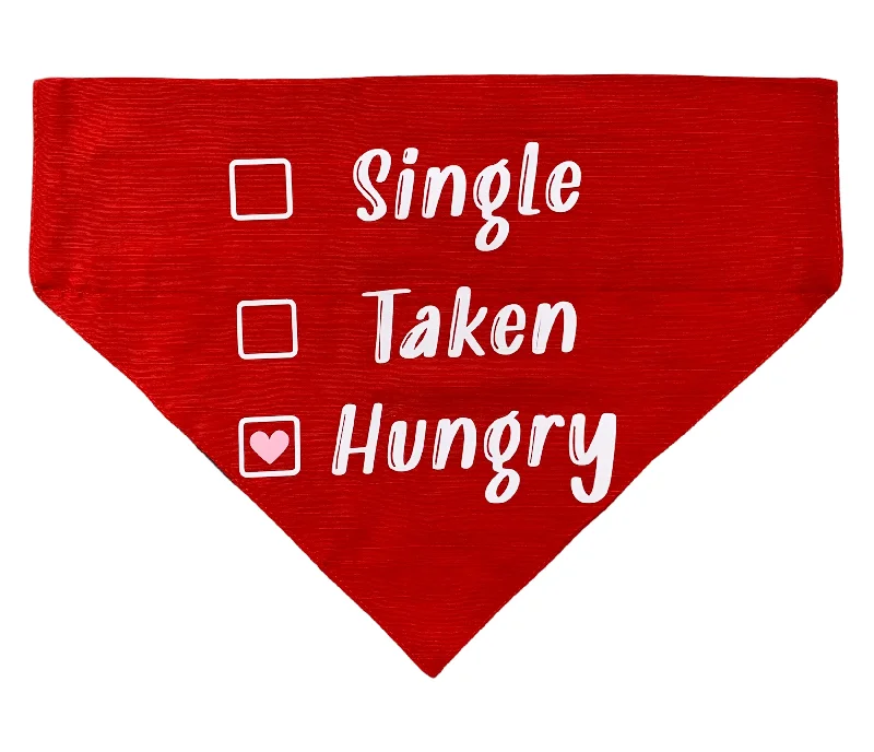 Dog Bandana: Single Taken Hungry Quirky Bandana for Dogs (Red)