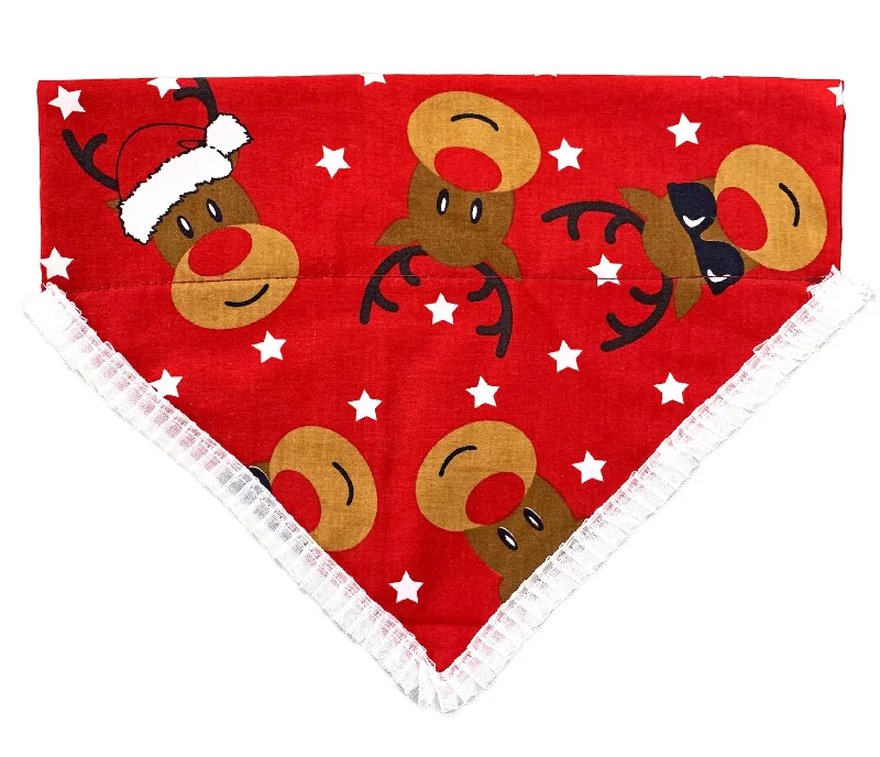 Reindeer Dog Bandana with Lace: Christmas Dress for Pets