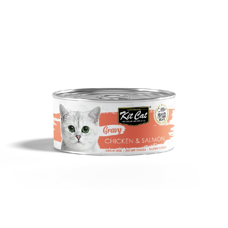  . **Ingredient-Related**  Kit Cat - Gravy Chicken & Salmon (Wet Cat Food)